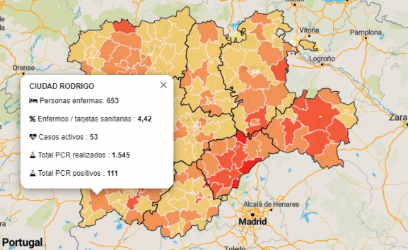 La Zona de Fuentes de Oñoro deja atrás el amarillo en una jornada sin nuevos positivos por PCR  
