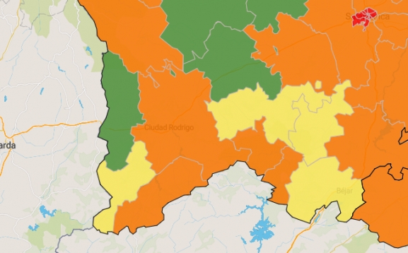 Las zonas básicas de Robleda y La Alberca entran en naranja, y la de Tamames en amarillo  