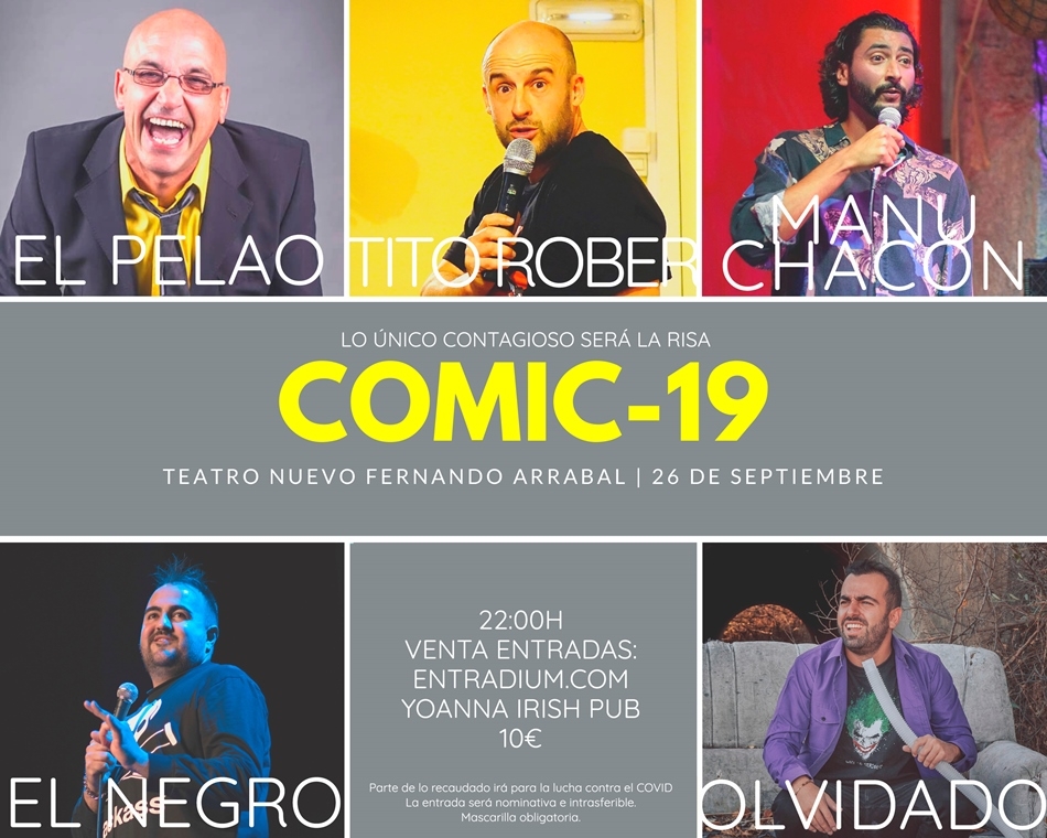 Cinco monologuistas protagonizarán el último sábado de este mes la gala ‘Cómic-19’  