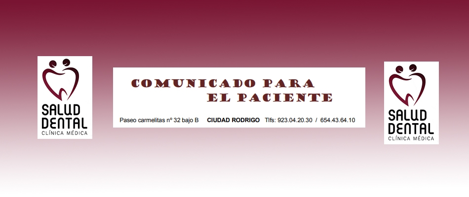 Comunicado de Clínica Salud Dental a sus clientes