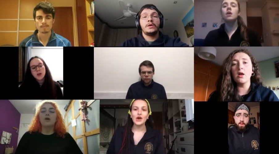 Coro Tomás Luis de Vitoria, cantando desde sus casas en homenaje a los que velan por nuestra salud ...