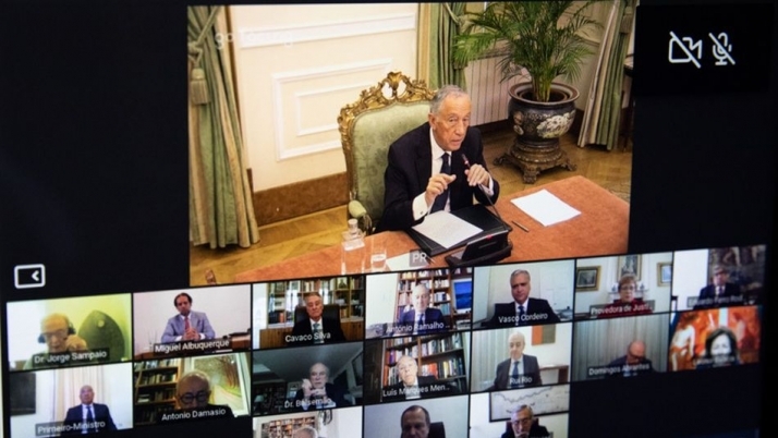 Marcelo Rebelo de Sousa en reunión hoy del Consejo de Estado/ Presidência da República