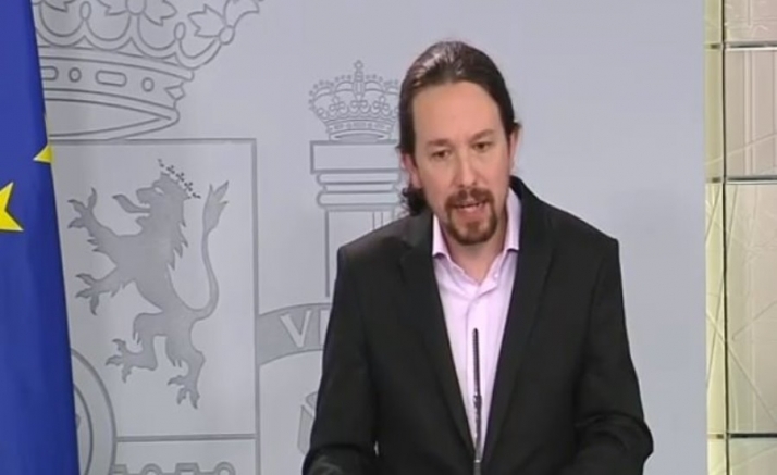 El vicepresidente de Asuntos Sociales y para la Agenda 2030, Pablo Iglesias, en esta rueda de prensa