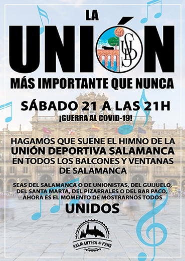 Proponen una quedada en balcones, terrazas y ventanas haciendo sonar el himno de la UDS en señal...