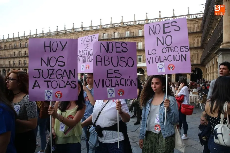 Imagen de la concentración de la tarde del jueves en la Plaza Mayor de Salamanca