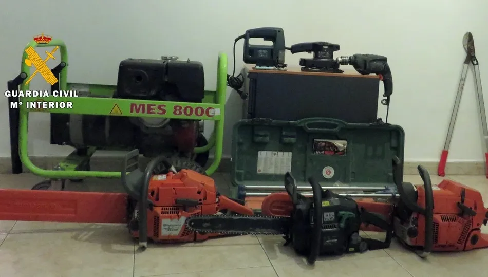 Herramientas recupperadas por la guardia civil y sustraídas en la provincia de Cáceres
