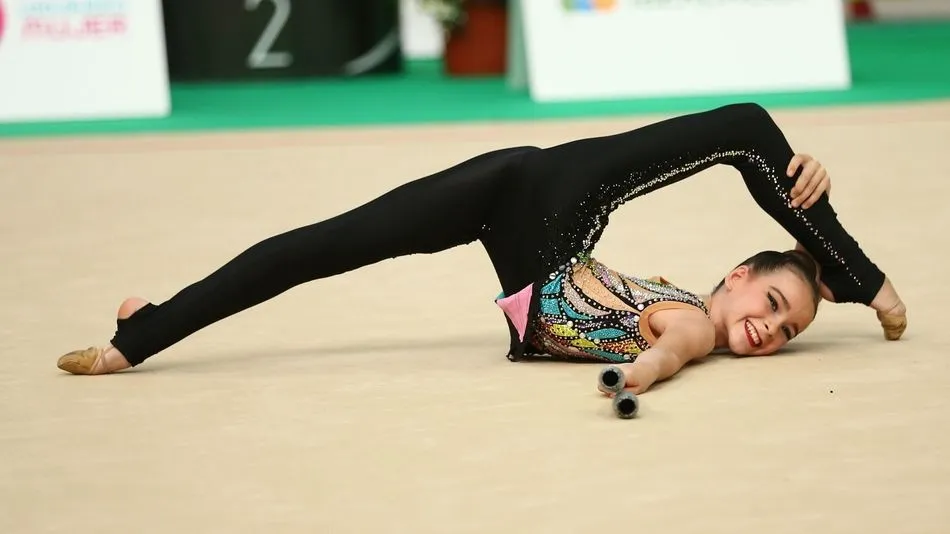 La gimnasta salmantina, durante un ejercicio.