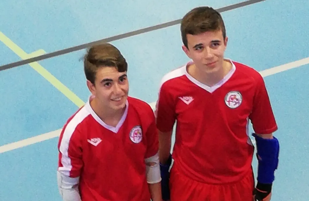 David, a la derecha, con el otro portero debutante en estas sesiones, del Laguna