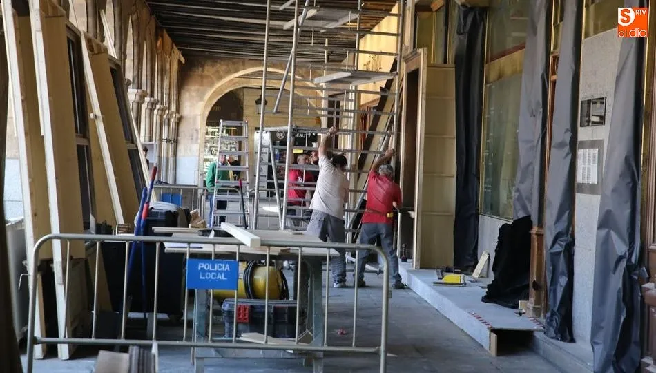 Preparativos de este rodaje en la Plaza Mayor. Foto de Alberto Martín