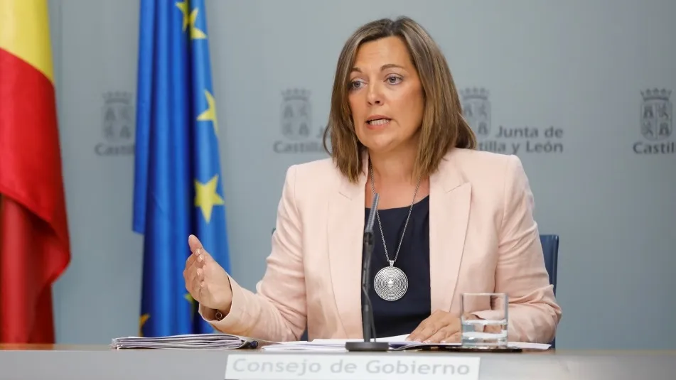 La portavoz de la Junta, Milagros Marcos, durante la rueda de prensa posterior al Consejo de Gobierno de Castilla y León