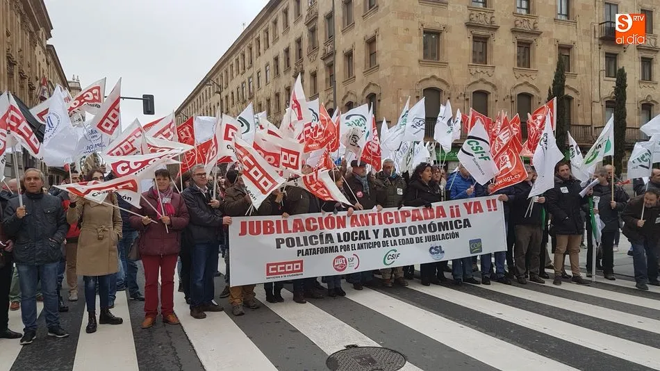 Una de las protestas de los agentes de la Policía Local en Salamanca