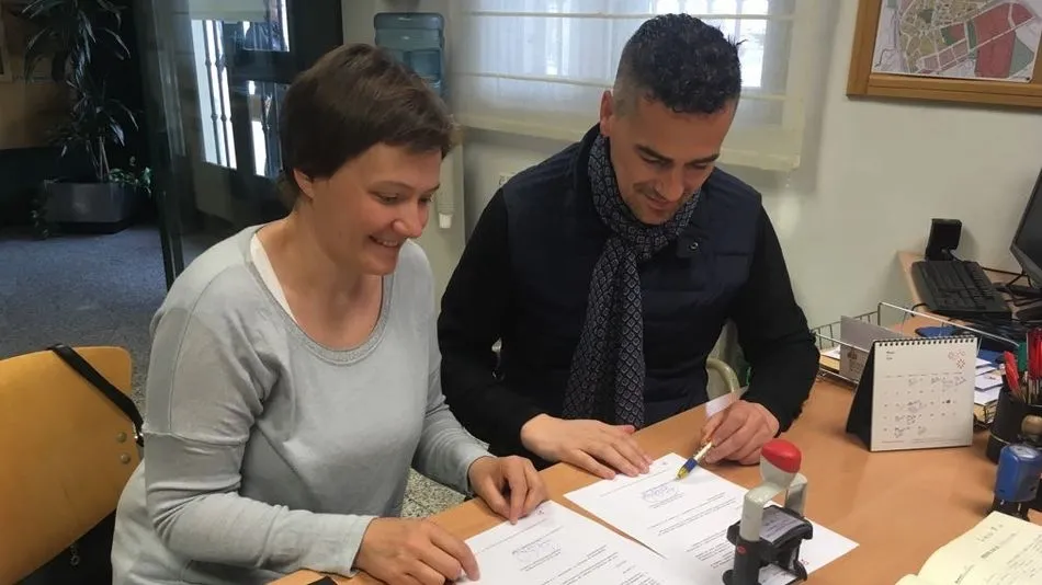 Maria Olga Voces y Jesús de San Antonio (portavoz de Ciudadanos Carbajosa)