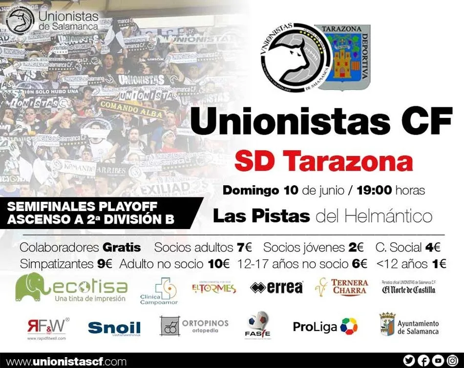 Foto 2 - Los socios de Unionistas de Salamanca pasar&aacute;n por taquilla para ver al Tarazona  