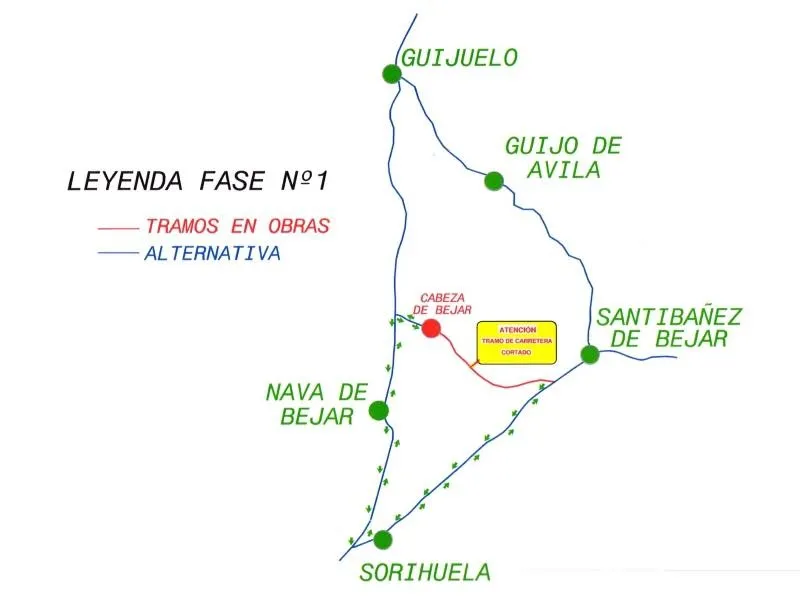 Foto 2 - Cerrada por obras la carretera DSA-170 entre Cabeza de B&eacute;jar y Santiba&ntilde;ez de B&eacute;jar