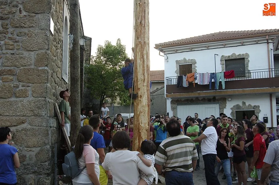 Foto 11 - Esforzado arranque de las fiestas de El Payo al resistirse la viga a entrar en el pozo preparado  