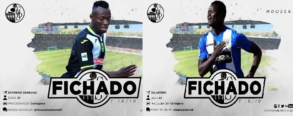Los dos jugadores de origen africano se incorporan a las filas del Salamanca CF UDS