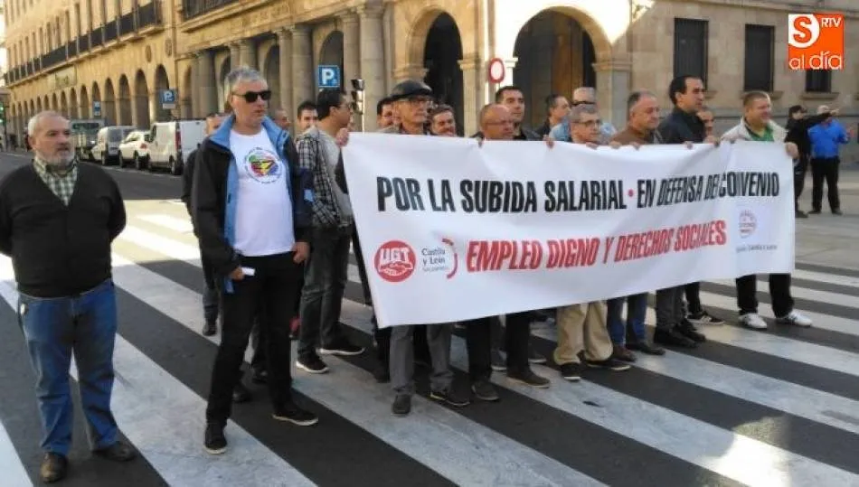 Manifestación de vigilantes, convocada por UGT, para reivindicar mejoras salariales