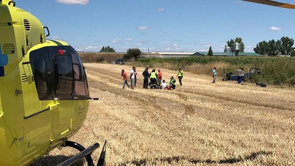 Helicóptero Medicalizado en el lugar del accidente