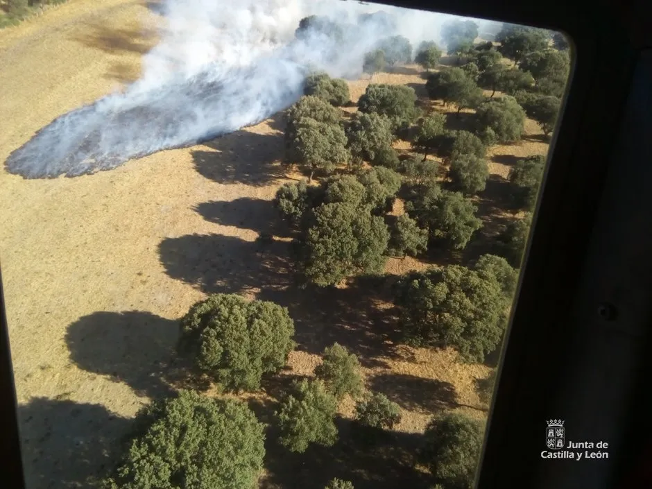 Imagen del incendio desde el helicóptero que participó en los trabajos de extinción