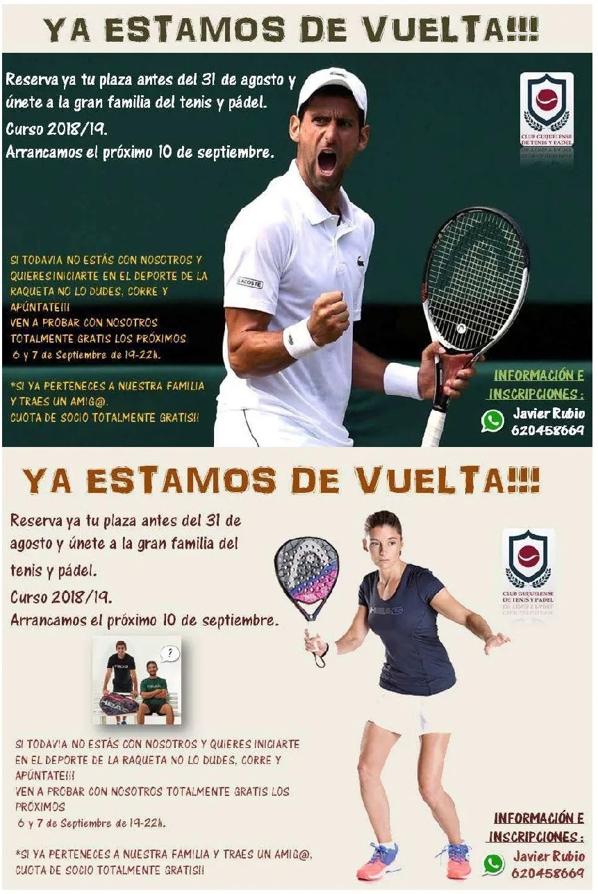 Foto 2 - Clases gratuitas de tenis y p&aacute;del para arrancar el curso