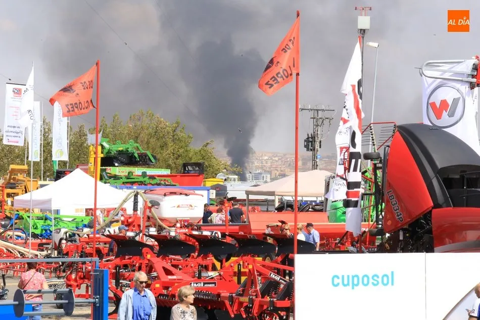Foto 4 - Aparatoso incendio en una rotonda de Tejares