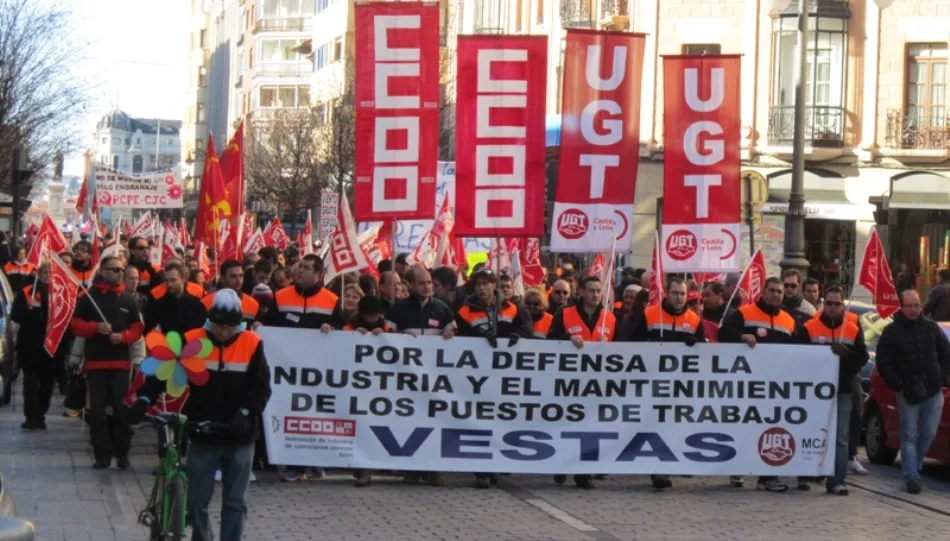 Manifestación por el mantenimiento de la empresa Vestas en León. Foto CCOO