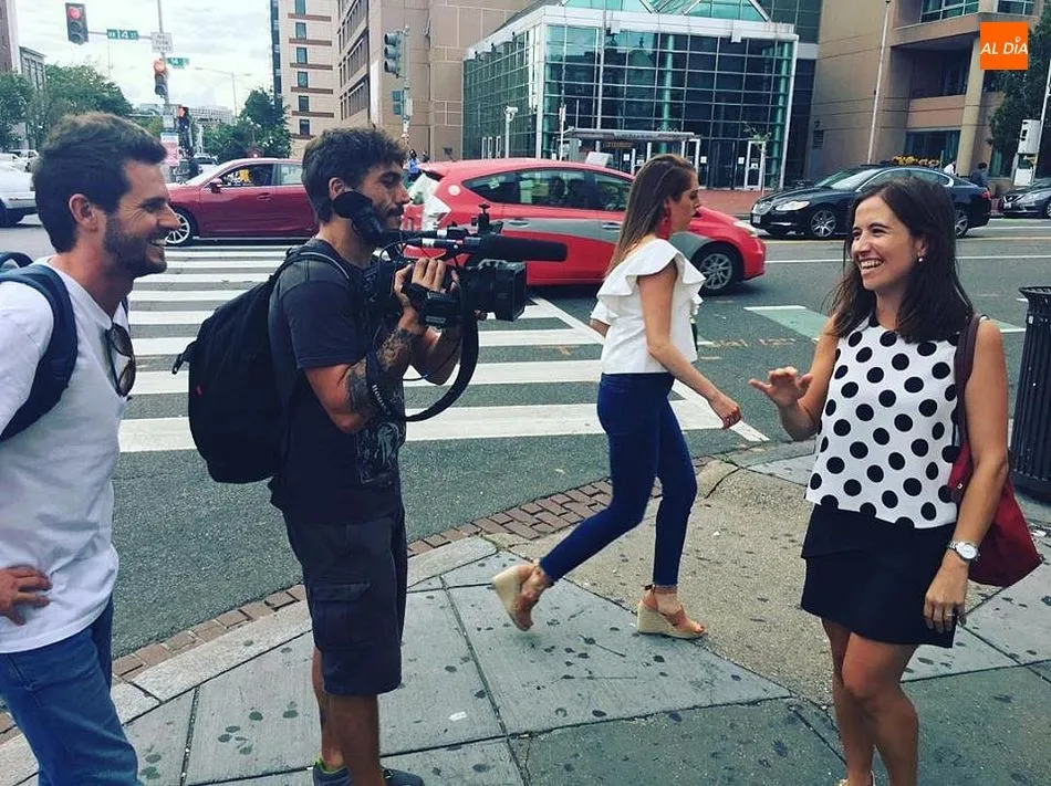 Imagen de la guijuelense Sandra Martín durante la grabación del programa