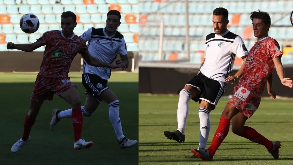 Montaje con jugadas de los dos futbolistas blanquinegros en el último partido. Fotos: www.salamancacfuds.com