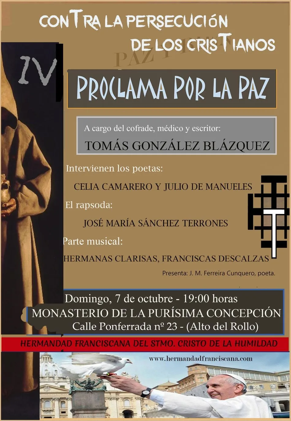 Foto 2 - Tom&aacute;s Gonz&aacute;lez Bl&aacute;zquez pronunciar&aacute; la Proclama por la Paz  