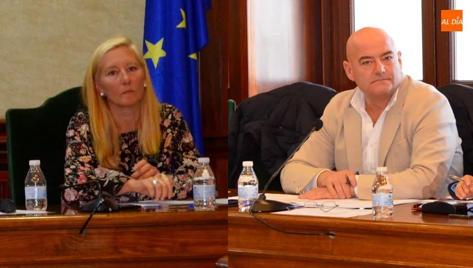 De i. a d. Castañar Rodilla, concejala de Asuntos Sociales y Javier Garrido, portavoz de TAB