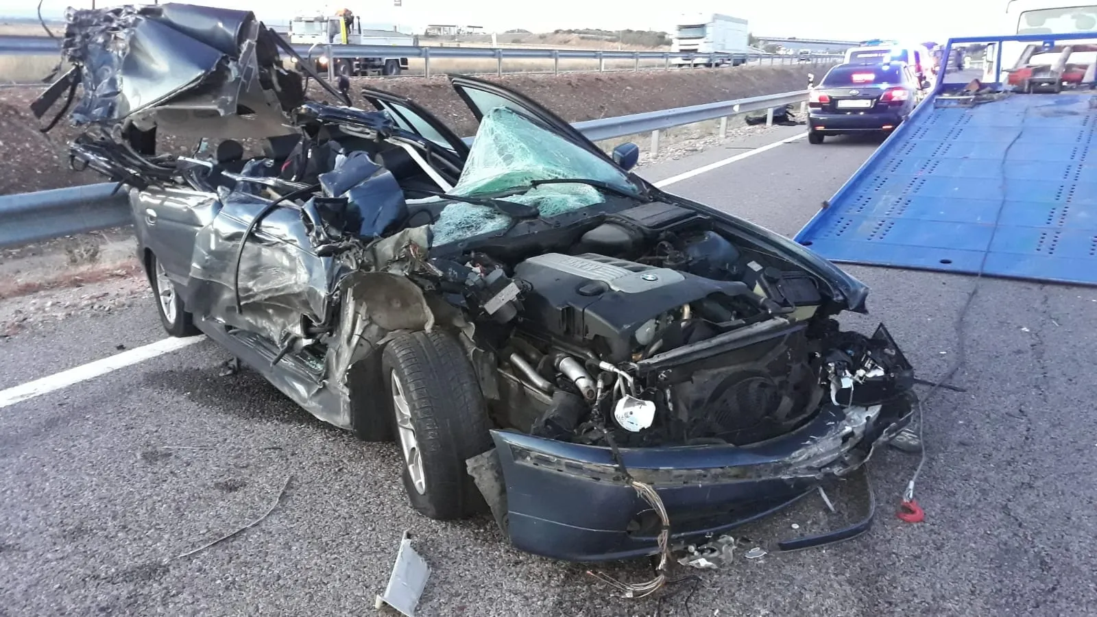 Tres heridos en un brutal accidente en la A-62 a la altura de Sancti-Spíritus  