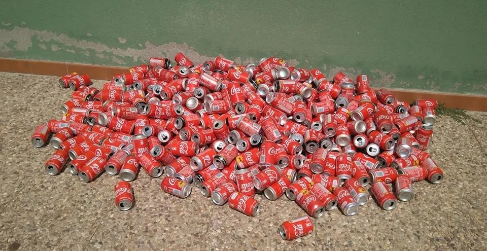 Parte de las latas recogidas por la asociación | Foto: Facebook de Villoruela se Mueve