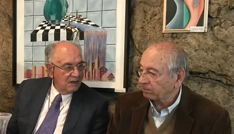 El patriarca del Bolsín, Miguel Cid, junto al pregonero, José Carlos Arévalo