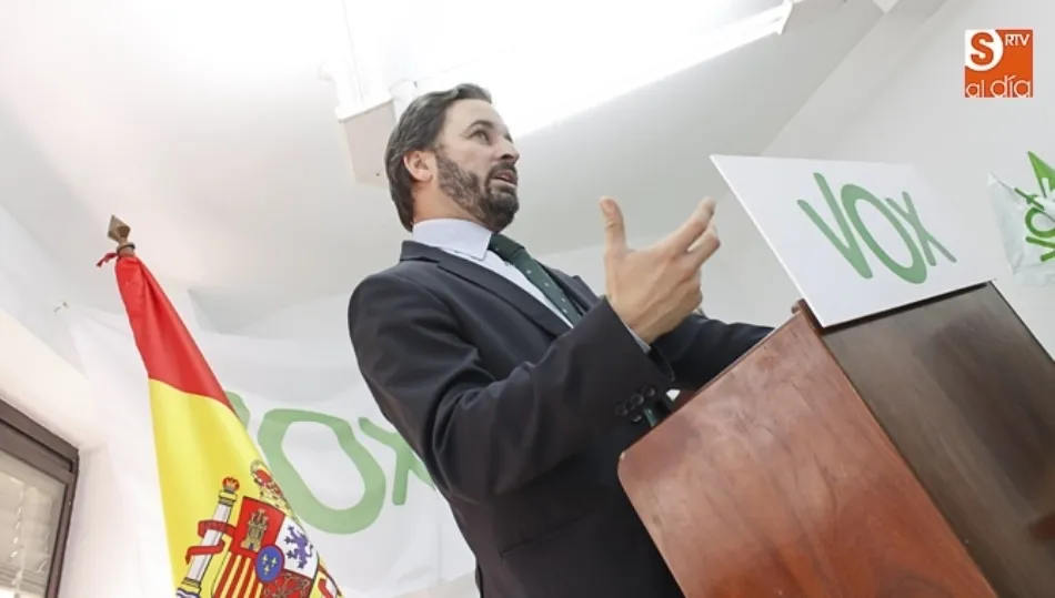 Santiago Abascal, líder de Vox, en una de sus visitas a Salamanca