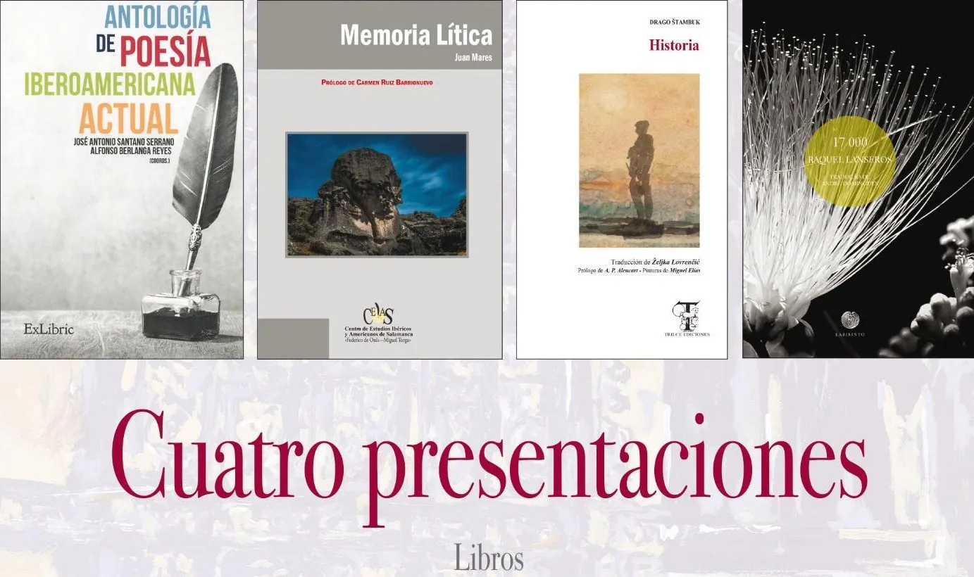 Portadas de los cuatro libros que se presentan este lunes en Salamanca.