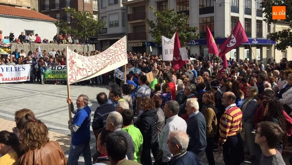 En torno a 1.500 personas se manifestaban este sábado en Vitigudino contra la mina de Berkeley / SILVESTRE