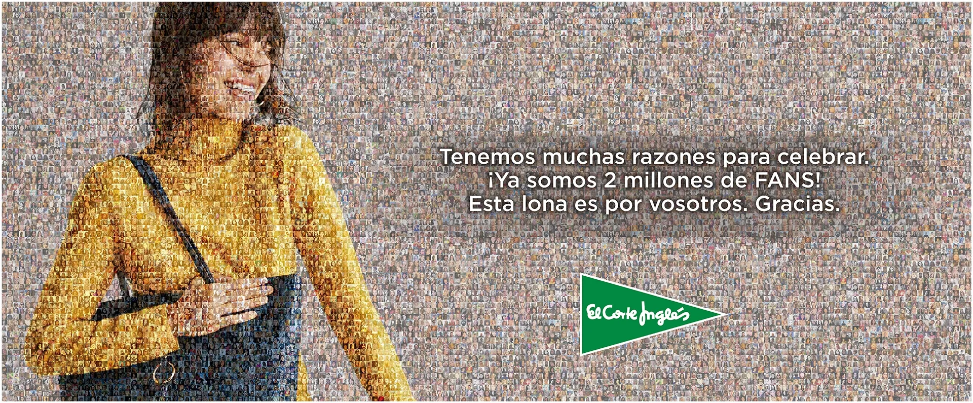 Lona situada en la fachada de El Corte Inglés de Goya en Madrid.