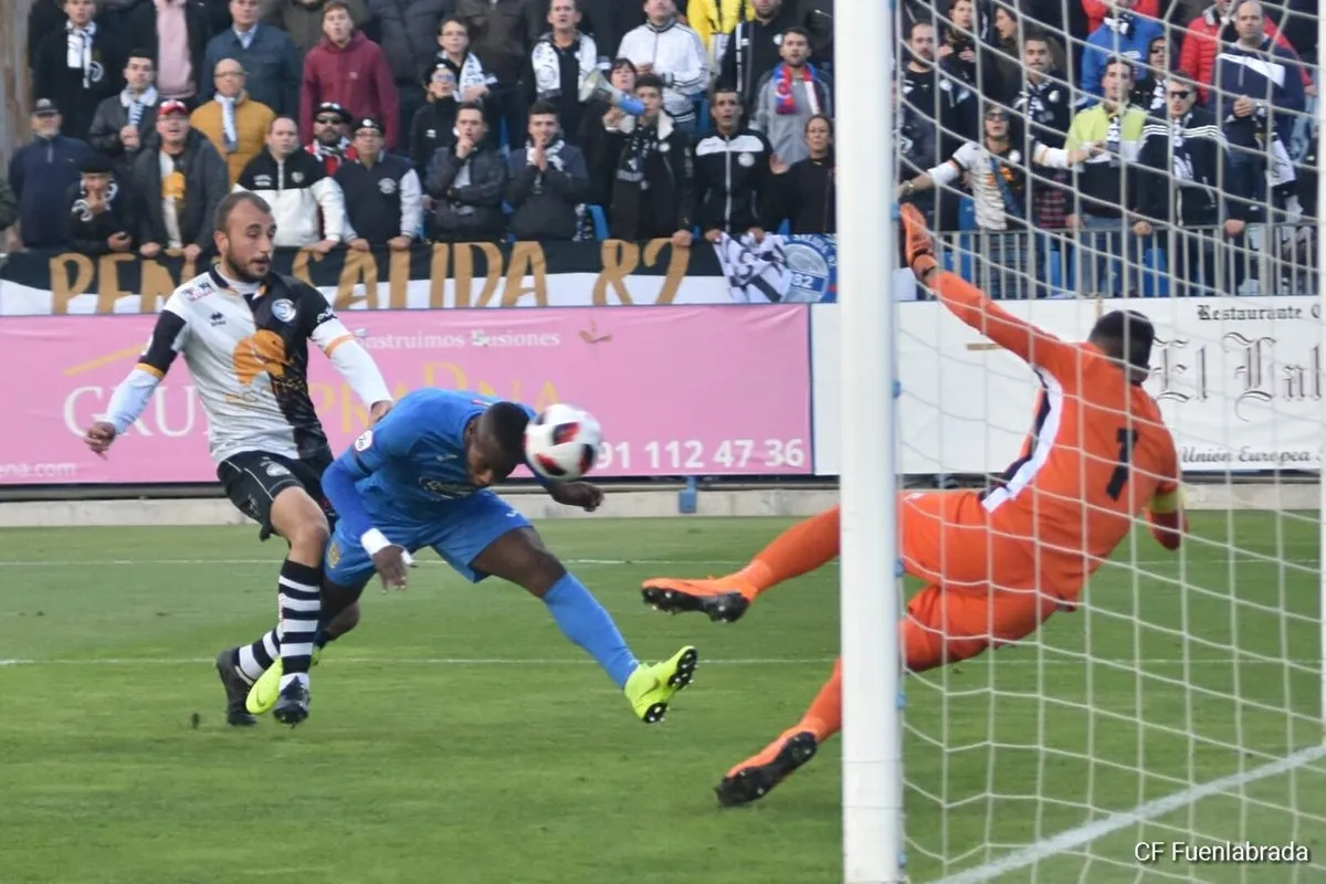 Cedric en el momento del gol a Unionistas: Imagen: Twitter Fuenlabrada