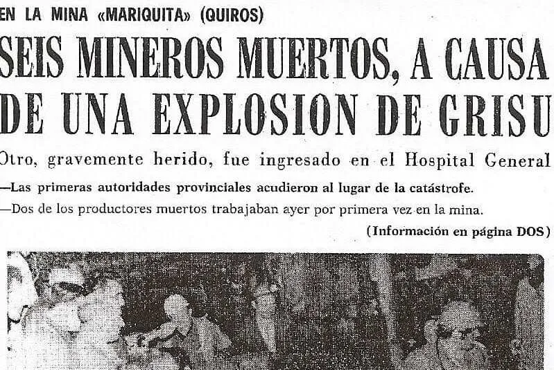Recorte de prensa publicado en el grupo de Facebook Minas y Mineros