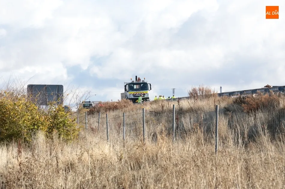 Foto 4 - Un cami&oacute;n pierde la carga en la A-62 a la altura de Calzada de Don Diego  