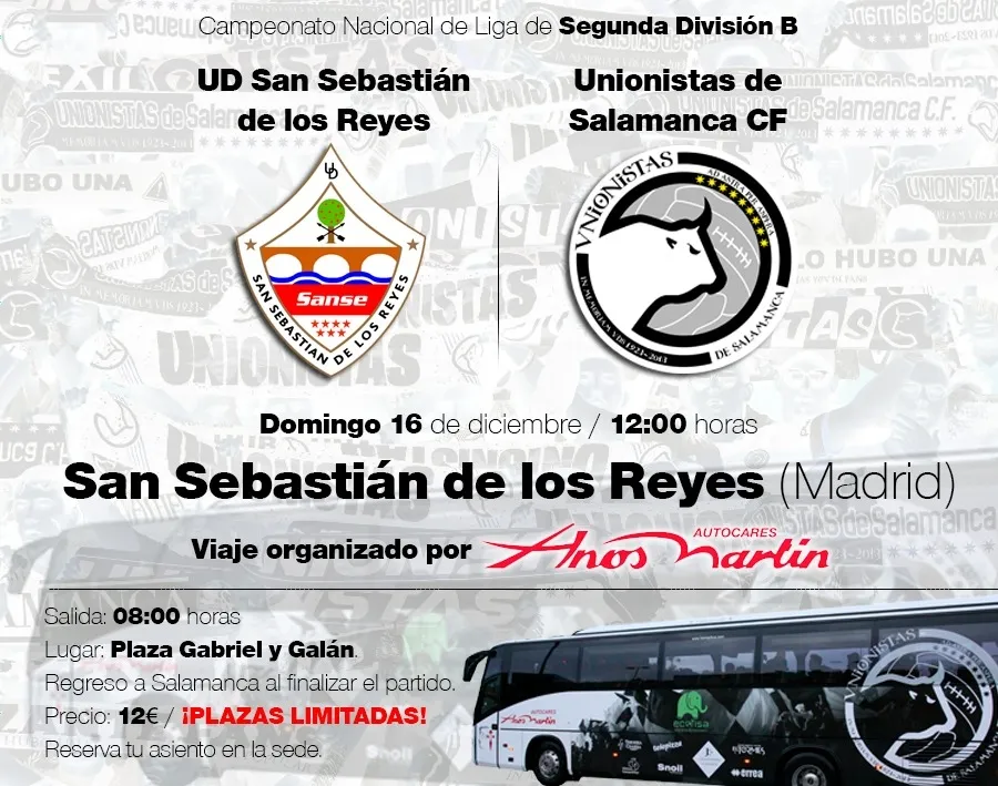 Unionistas ya prepara el viaje a San Sebastián de los Reyes para sus aficionados