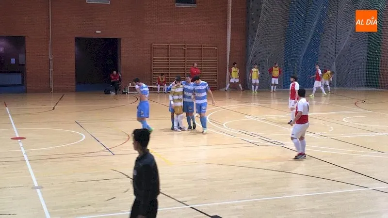 Celebración de uno de los goles del Salamanca Fútbol Sala