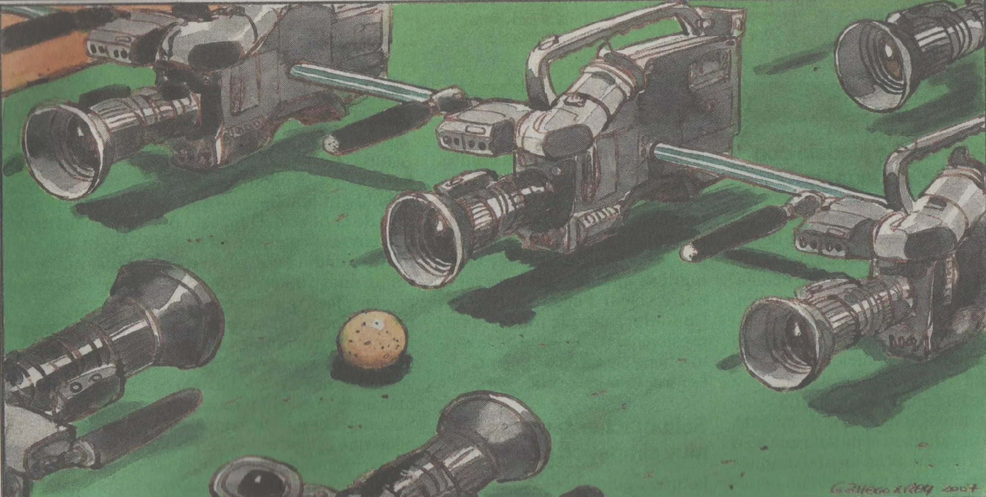 Antigua viñeta de los humoristas gráficos Gallego&Rey en torno al fútbol y su retransmisión televisiva