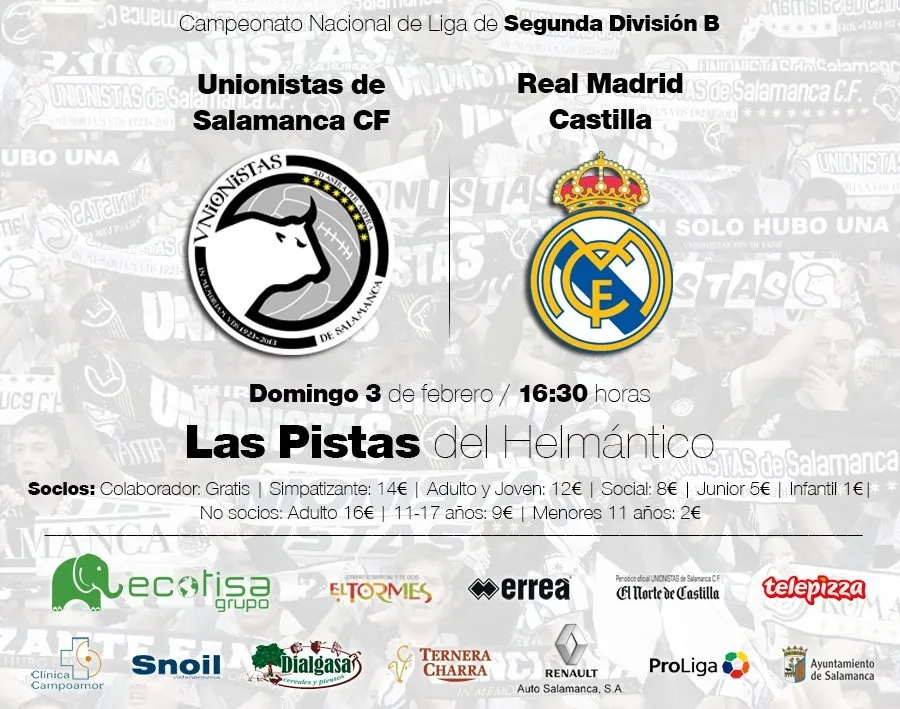 Unionistas declara ‘día de ayuda al club’ el partido frente al Real Madrid Castilla