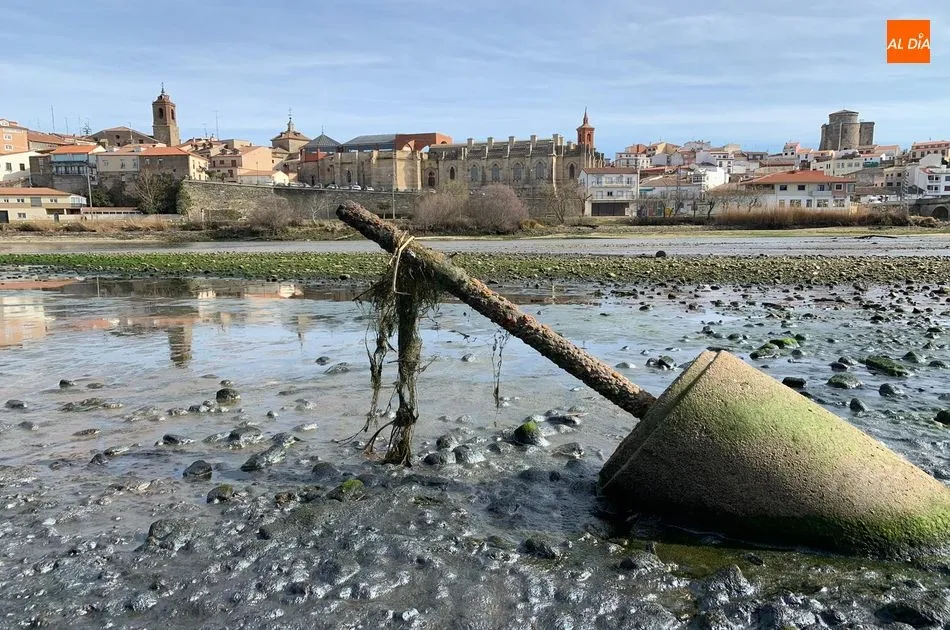 Vista parcial de Alba de Tormes con el río sin apenas agua