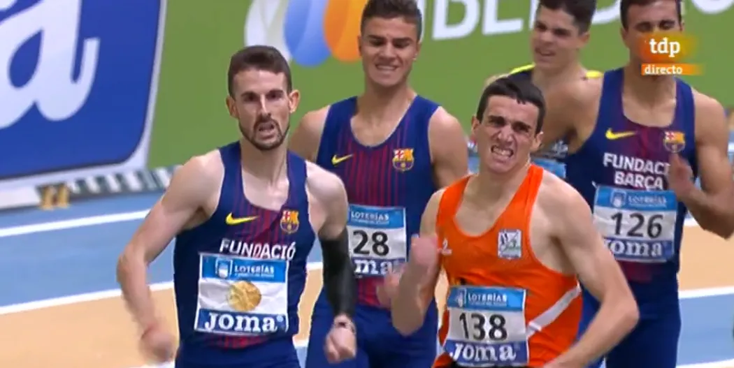 Álvaro de Arriba, Pablo Sánchez-Valladares y Mariano García, en su entrada a meta en la final del Nacional del pasado domingo