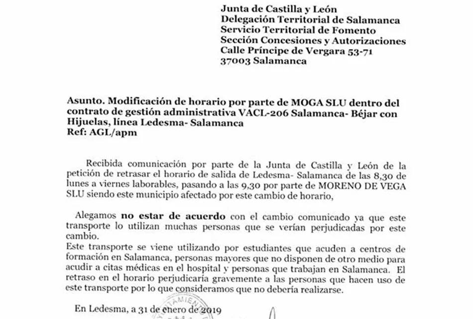 Foto 2 - Preocupaci&oacute;n y rechazo en la comarca de Ledesma al cambio de horario del autob&uacute;s a Salamanca