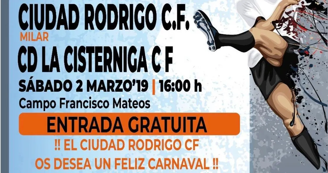 El Ciudad Rodrigo CF decreta entrada gratuita para el partido del Sábado de Carnaval  