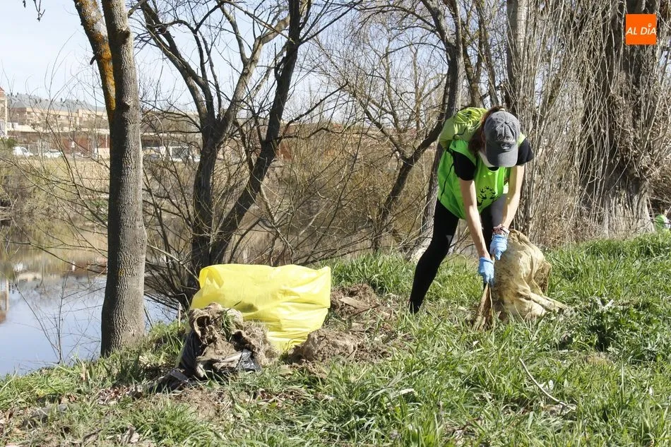 Foto 3 - Un grupo de voluntarios participa en la limpieza del r&iacute;o Tormes