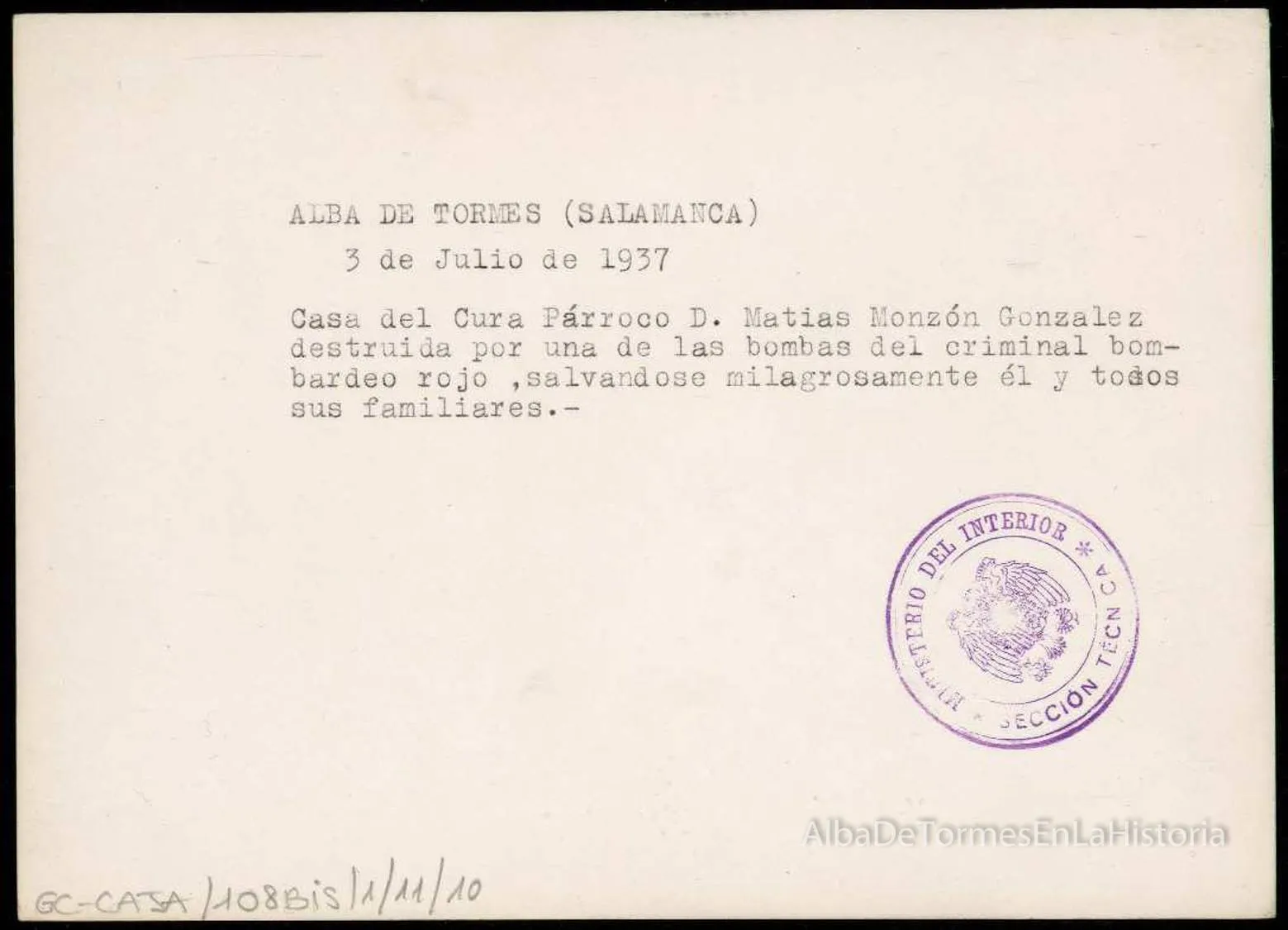 Foto 4 - V&iacute;ctimas y destrozos causados por el bombardeo del 3 de julio de 1937 en Alba de Tormes